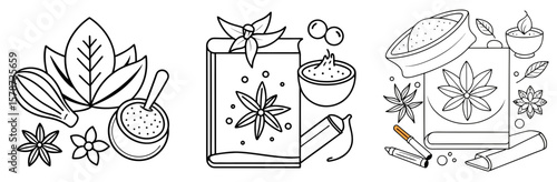 Spice for Cooking Coloring Book Page - Outline Vector Line Art