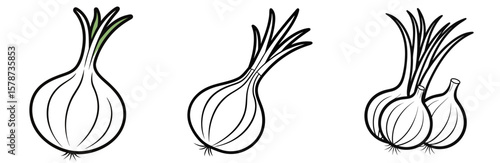 Spring Onions Coloring Book Page - Outline Vector Line Art Design