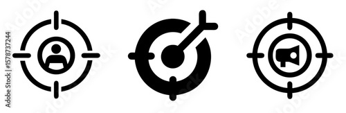 Target Marketing Icon - Outline Vector Line Art