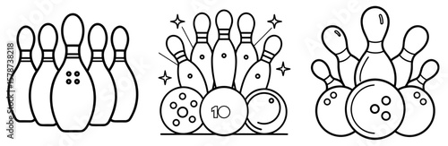 Ten Pin Bowling Coloring Book Page - Outline Design