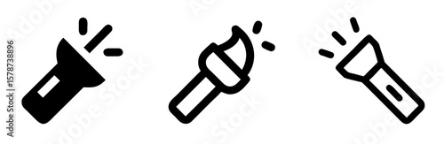 Torch Icon – Flame and Light Symbol Vector Illustration