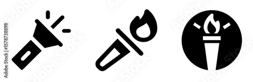 Torch Icon – Flame and Light Symbol Vector Illustration