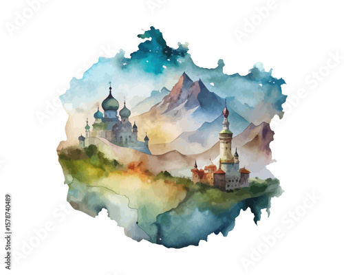 watercolor Khazars Empire vector illustration isolated on white background