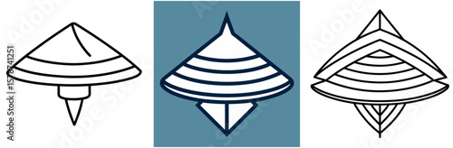 Vietnamese Conical Hat Outline - Coloring Book Page Vector Design