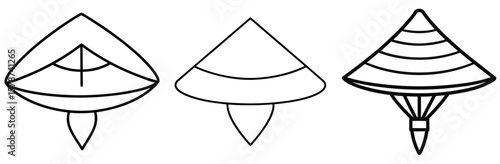 Vietnamese Conical Hat Outline - Coloring Book Page Vector Design