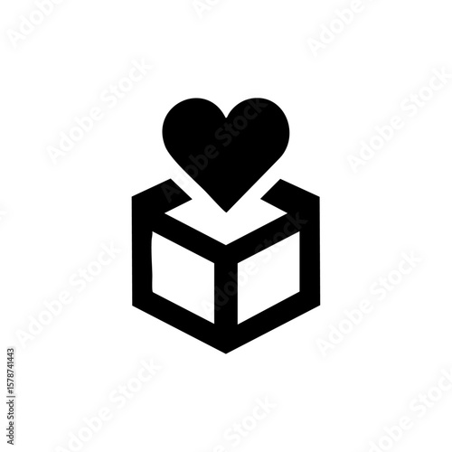 A heart rising from an open gift box represents love, kindness, and emotional generosity in a minimalist style.
