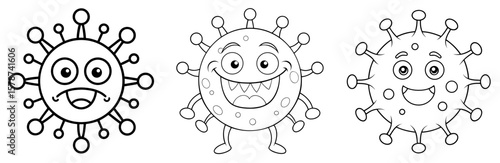 Virus Outline - Coloring Book Page Vector Design