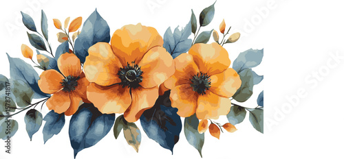 Bright orange and yellow flower bouquet with blooming petals in closeup view