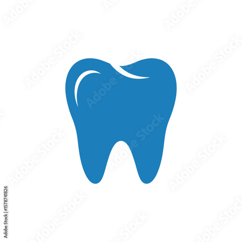 Clean blue tooth symbol representing dental care, oral hygiene, and dentist services