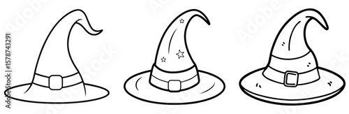 Witch Hat Outline - Coloring Book Page Vector Design
