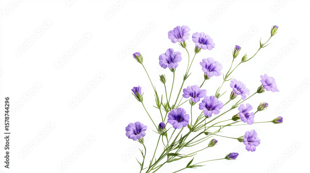 Naklejka premium Beautiful purple flowers with delicate petals and green stems create serene and calming atmosphere, perfect for nature lovers