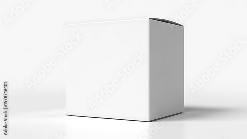 Minimal white cardboard box mockup on white shadowless background for packaging design

