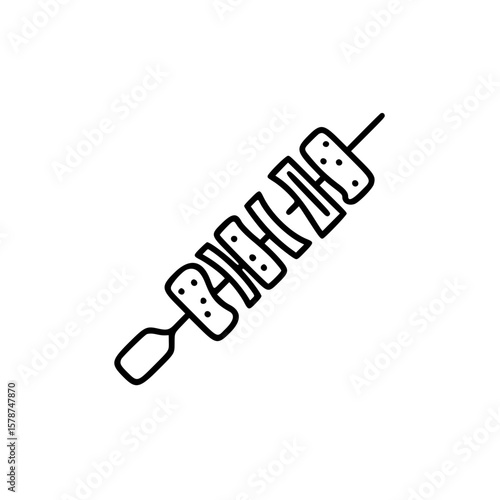 Teriyaki skewers in simple vector linear icon design  