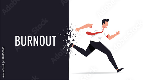 Man Escaping Burnout: Breaking Through Wall of Stress and Limitations
