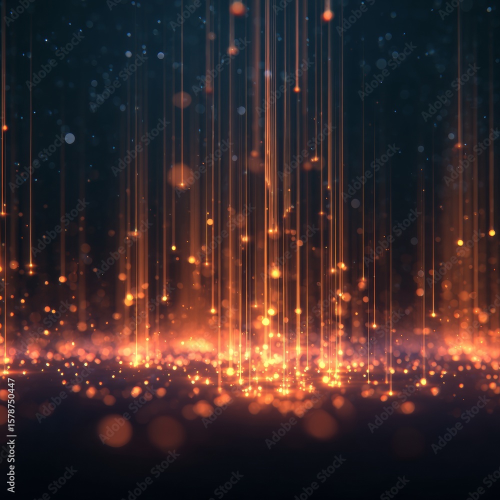 Fototapeta premium Abstract Background of Glowing Vertical Lines with Bokeh Effect