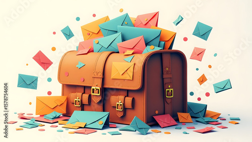 A vibrant and colorful World Post Day celebration scene featuring a sturdy
