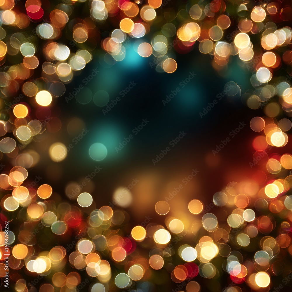 Obraz premium Colorful Bokeh Effect with Red, Green, and Yellow Lights Background