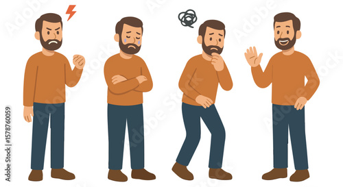 father/man/dad character set emotions