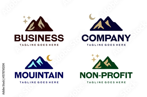 Hand-drawn mountain set