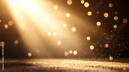 Golden Spotlight Background: A dramatic spotlight illuminates a dark background, creating a mesmerizing spectacle of golden light and bokeh effects.