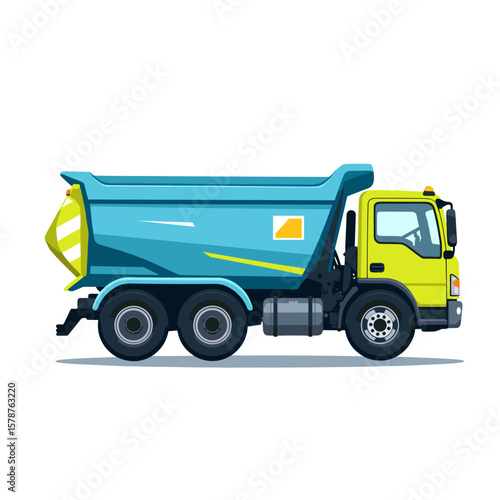 Dump truck in blue and yellow colors for transportation purposes  