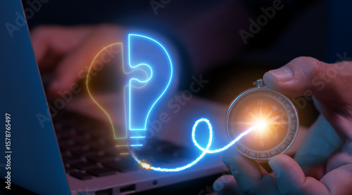 Wallpaper Mural Brainstorm concept, method of generating ideas and sharing knowledge to solve a particular commercial or technical problem. Businessman shows Brainstorm icon on virtual screen. Torontodigital.ca