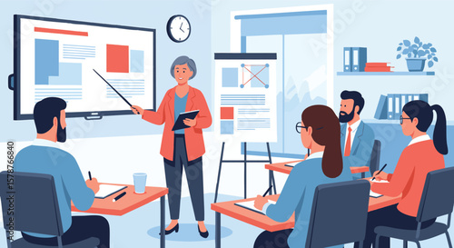 Business training presentation in modern office meeting room