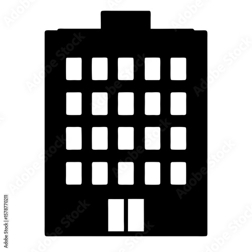 Simple flat icon of a multistory building with a minimalist aesthetic