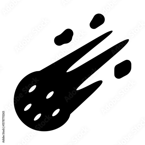 Stylized graphic rendering of a meteor or comet flying through space