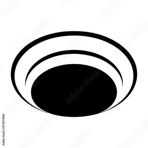 Abstract Black and White Elliptical Curves Creating Depth and Perspective Artwork