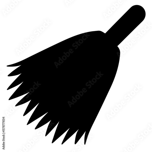 Silhouette of a witch's broom with an angled handle and bristles