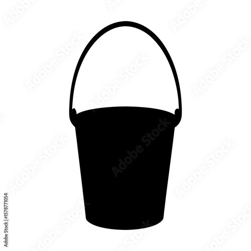 Silhouette of a basic bucket with a handle on a white background
