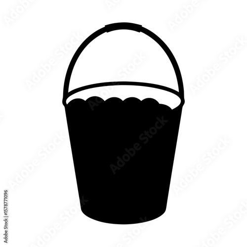 Silhouette of a full bucket ready for cleaning or carrying water