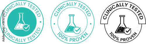 Clinically Approved and Tested Badges Vector , Circle and Line Styles