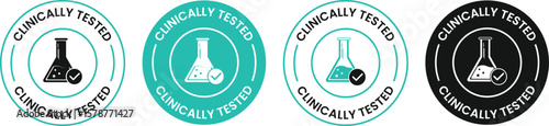 Clinically Tested and  Approved Labels, Icons, and Badges Set