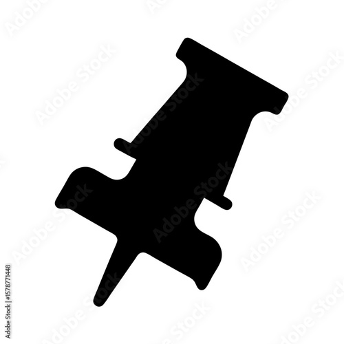 Simple black silhouette of a push pin for bulletin boards and posters
