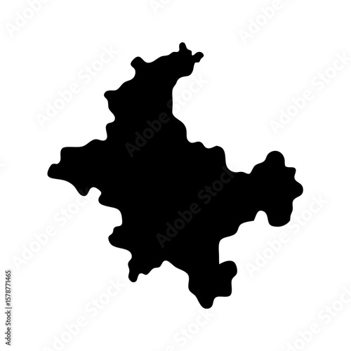 Black silhouette of a geographic region possibly a country or province