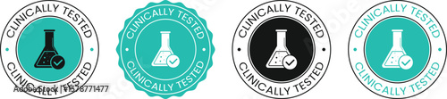 Clinically Tested and  Approved Labels, Icons, and Badges Set