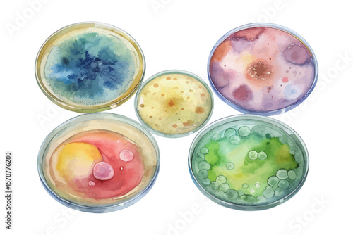 watercolor Agar Plates vector illustration isolated on white background