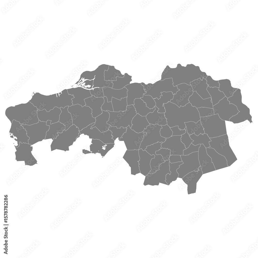 Obraz premium High Quality map of North Brabant is a province of Netherlands, with borders of the Municipalities