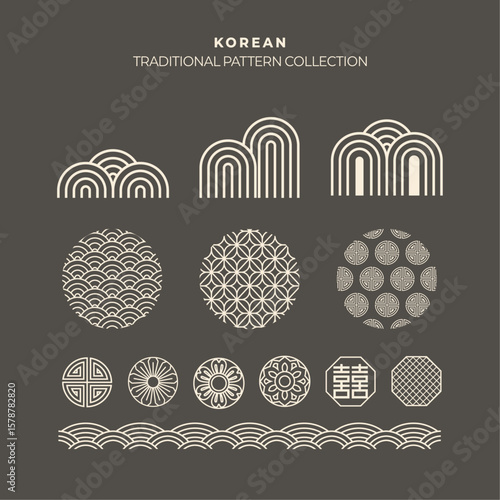 Korean Traditional Round Motifs and Mountain Patterns