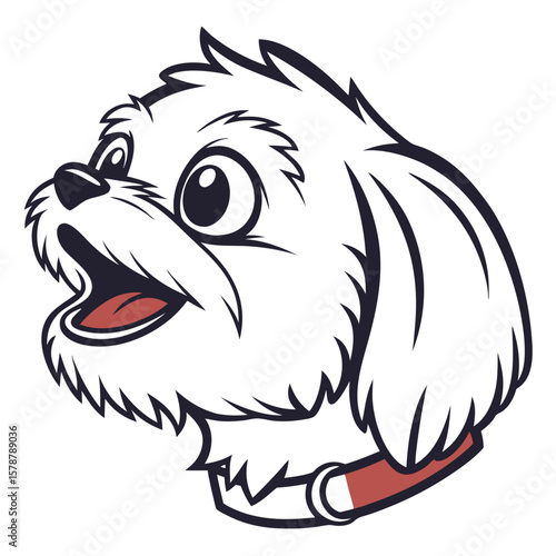 Boston Maltese Dog Vector SVG – Cute Mixed Breed Cartoon Pet Illustration in Flat Style for Animal and Craft Design Projects