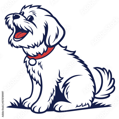 Boston Maltese Dog Vector SVG – Cute Mixed Breed Cartoon Pet Illustration in Flat Style for Animal and Craft Design Projects