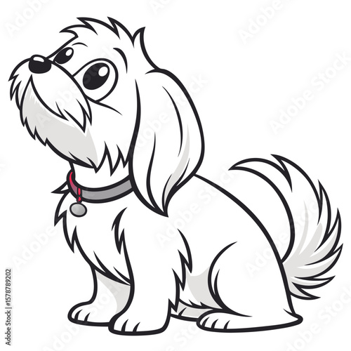 Boston Maltese Dog Vector SVG – Cute Mixed Breed Cartoon Pet Illustration in Flat Style for Animal and Craft Design Projects