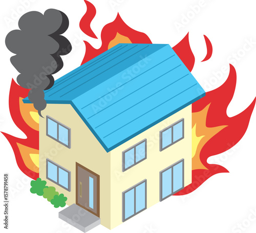 火災で燃える戸建住宅