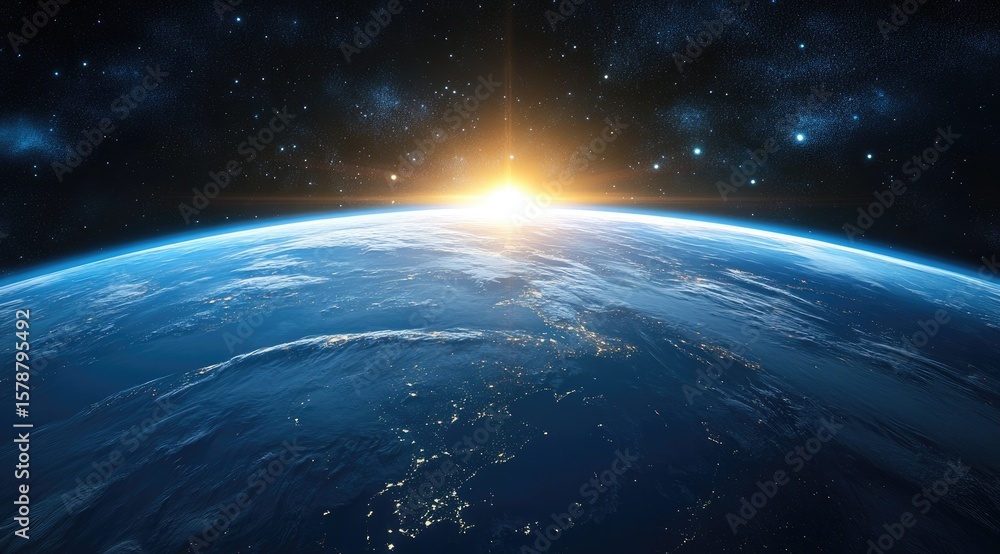 Fototapeta premium Earth rising, sunlit, cosmos (2)