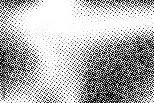 Halftone faded gradient texture. Grunge halftone grit background. White and black sand noise wallpaper. Retro pixilated vector backdrop