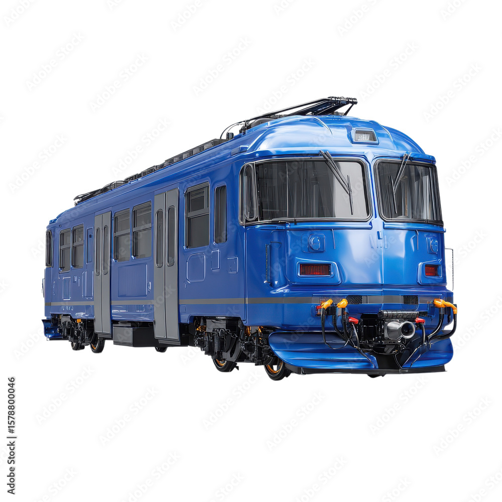 Obraz premium A blue passenger train on transparent Background