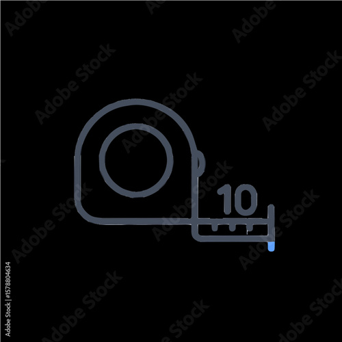 Minimalist measuring tape icon. Precise tool symbol for construction and measurement.