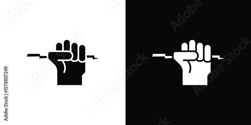 Hand with Power icon simple illustration in flat design